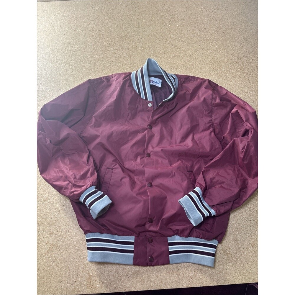 Vintage Speedline Athletic Wear Maroon Lined Jacket L Nylon Windbreaker B3